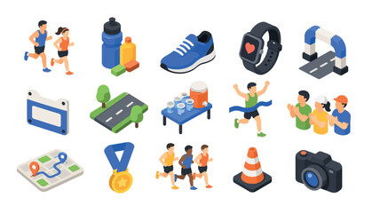 Fototapeta premium Fitness icons with people exercising.