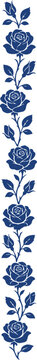 Black Rose Vine Floral Silhouette Border with Leaves and Buds on White Background