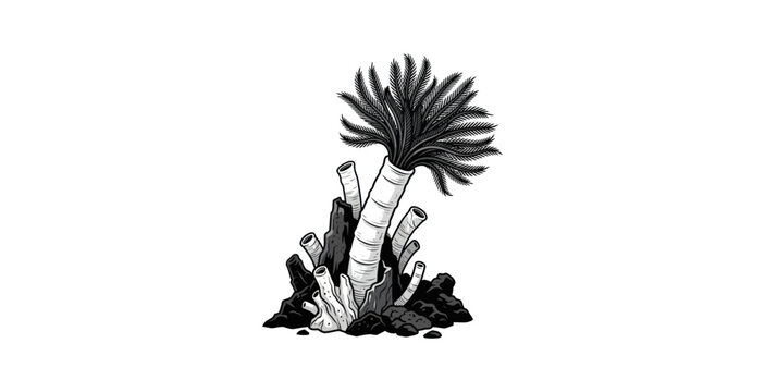 Feather Duster Worm Woodcut Illustration