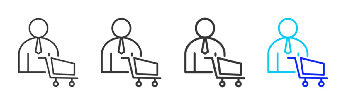 Shopping Cart Icon Collection Creative Outline Style for Sales Growth Business Analytics Marketing Finance Performance Dashboard Strategy Management Vector Set Pack Icons