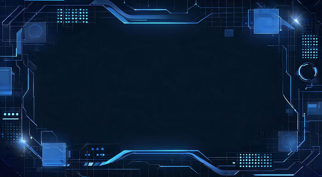 Abstract digital technology frame with futuristic blue HUD interface elements