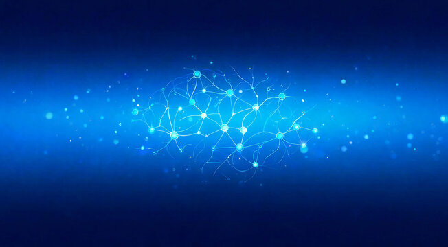 Abstract digital representation of neural network and artificial intelligence on a blue background
