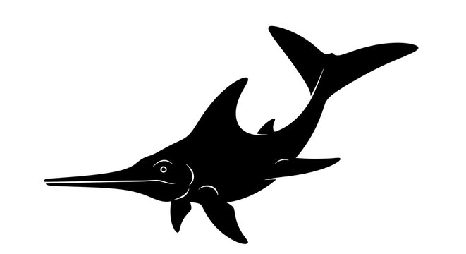 Silhouette of a prehistoric Ichthyosaurus marine reptile.