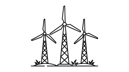Wind Turbine Line Art Illustration © Vertu