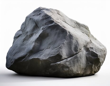 large gray boulder rock isolated on white background