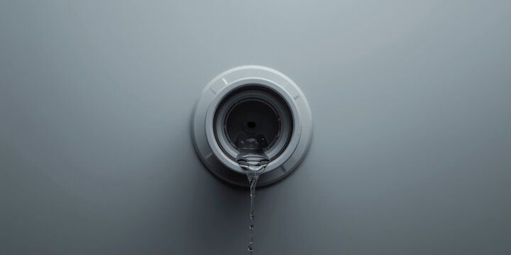 Water dripping from a circular drain in a smooth surface