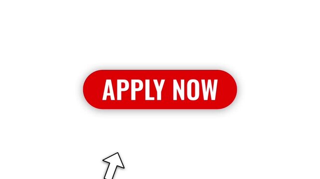 Red "Apply Now" button animation on a white background; suitable for recruitment websites, landing pages, online forms, marketing videos, and chroma key editing.