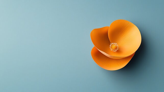 Orange flower on light blue background