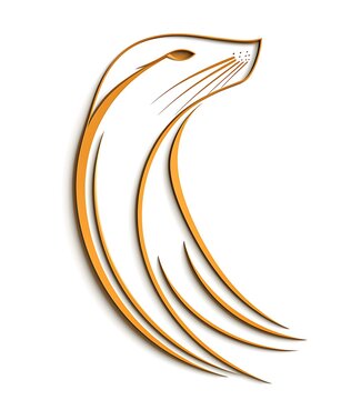 Orange otter outline. Elegant and minimalist style