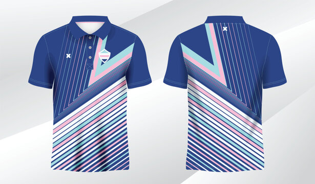 blue mix colorful polo sport shirt sublimation jersey template