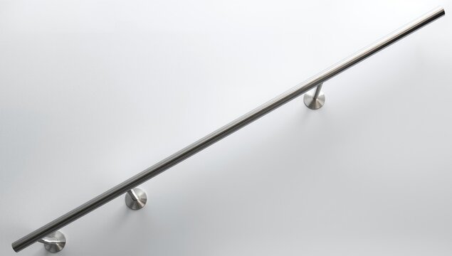Stainless steel railing mounted on a light background