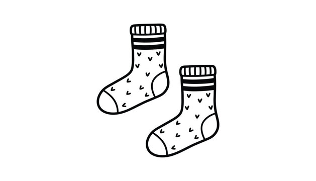 Cute heart pattern knitted socks pair