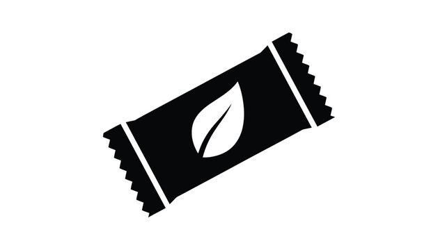 Black leaf wrapper candy bag icon