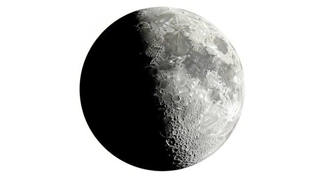 Half moon in space with craters