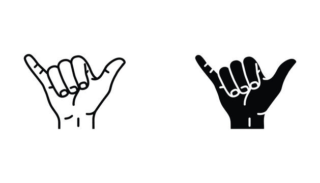 Hawaiian shaka hand sign icon pair