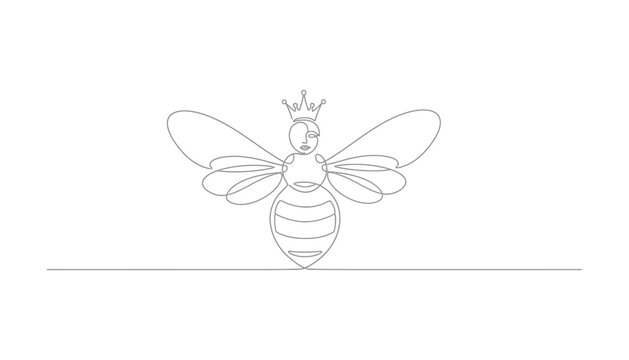 Cute cartoon bee with crown illustration