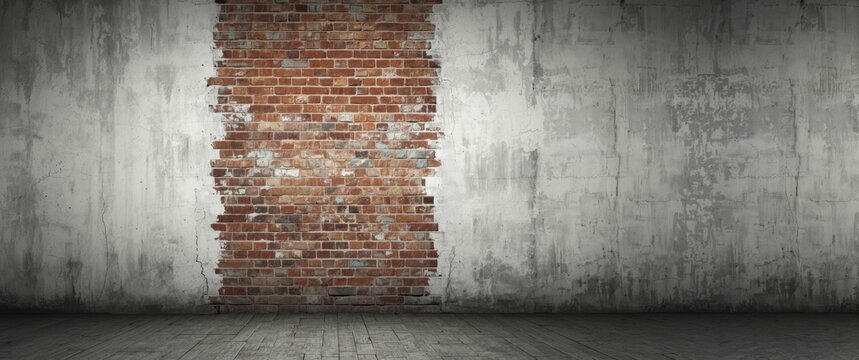Old whitewashed brick wall with layered grungy plaster and paint
