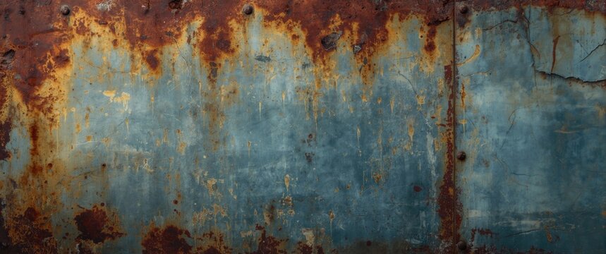 Textured rust and blue metal surface background