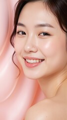 Obraz premium Radiant Japanese Beauty Model Smile Close-Up