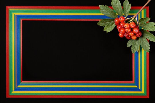 a christmas border with holly leaves and berries