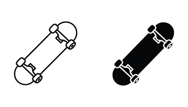 Black and white skateboard and longboard icons