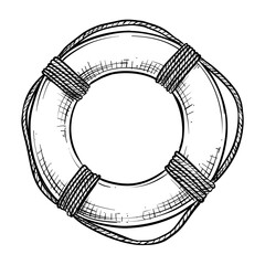 nautical life ring vector line art hand drawn illustration © Garage graphic.std