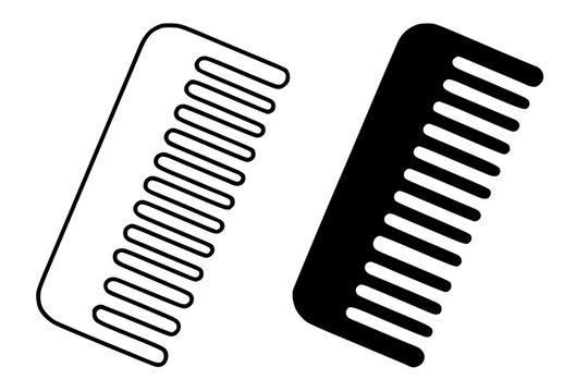 Minimalist comb icon in outline and silhouette design