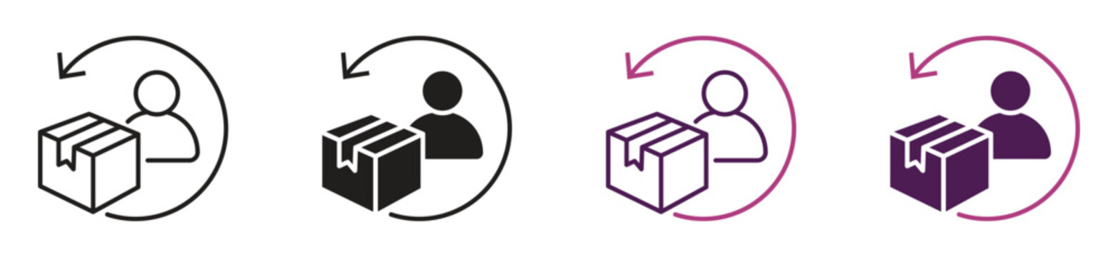 Customer return icon set. Easy return policy and customer friendly return process concept for e-commerce service symbol. Vector illustration.
