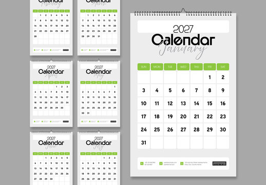 Minimal 2027 Wall Calendar Template Design