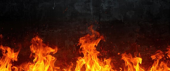 Fototapeta premium Flames against a dark background with sparks flying