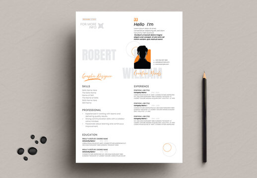Professional Resume CV Template Minimal Curriculum Vitae Layout