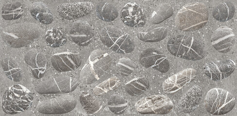 Abstract Dark Gray Pebble Stone Texture Background with Natural White Veins © Vidal