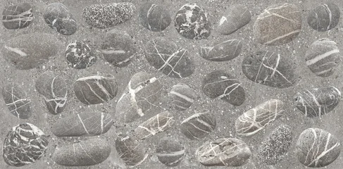 Abstract Dark Gray Pebble Stone Texture Background with Natural White Veins © Vidal