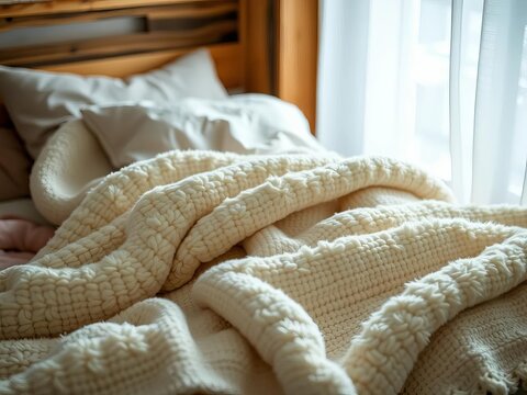 Soft blankets wrapped around us, cozy silence, bedtime, sleep