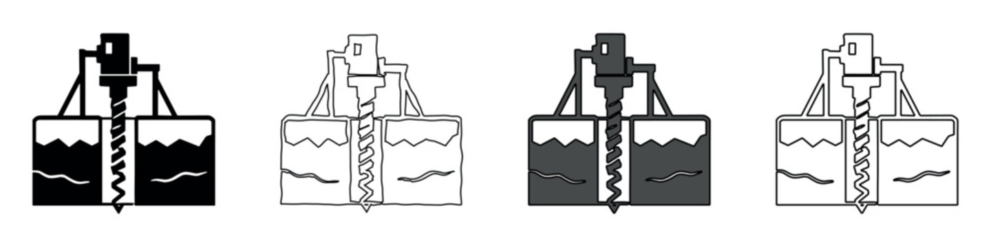 Drilling rig icon showing soil layers and a drill bit penetrating the ground