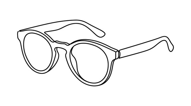 Minimalist Eyeglasses Outline Drawing, Round Frames, Optical Accessories
