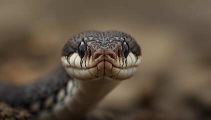 Obraz premium Portrait of a baby viperine water snake captured with macro lens sharpness