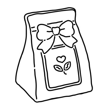 Cute Matcha Bag with Bow Coloring Page Illustration