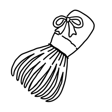 Matcha whisk with Pink Bow Coloring Page Illustration