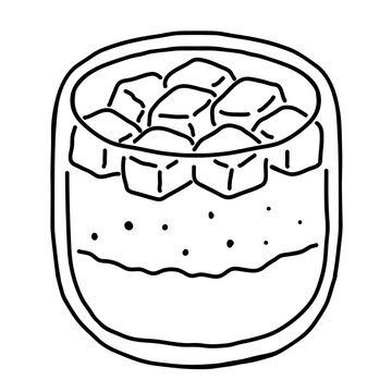 Matcha Mango Dessert Coloring Page Illustration