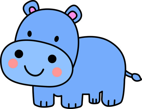 Cute Cartoon Hippopotamus Illustration