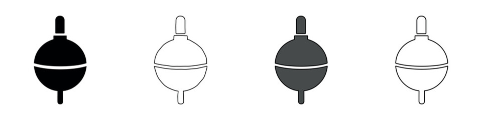 Collection of fishing bobber icons in various styles for angling © Ophelia