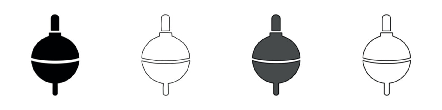 Collection of fishing bobber icons in various styles for angling