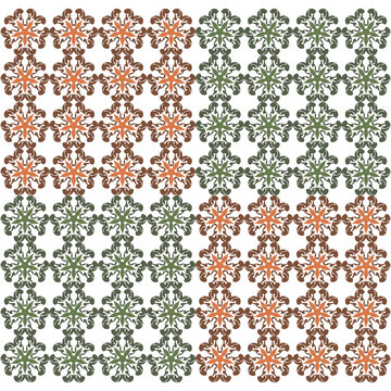 Padr&atilde;o ornamental inspirado em azulejos cl&aacute;ssicos com elementos sim&eacute;tricos em tons de marrom e verde. Textura cont&iacute;nua sofisticada para decora&ccedil;&atilde;o, revestimentos e design decorativo