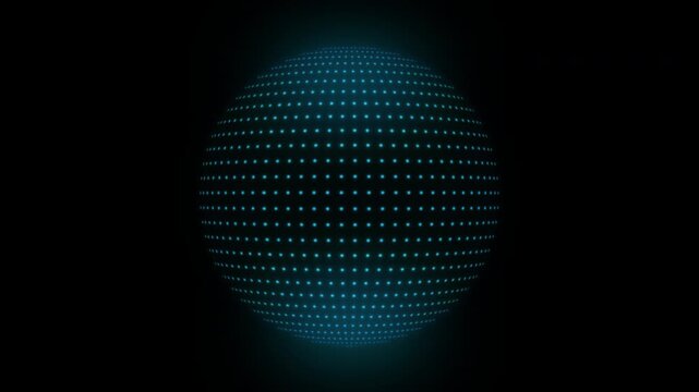 Abstract Digital Sphere Glowing with Pulsing Blue Light Grid.