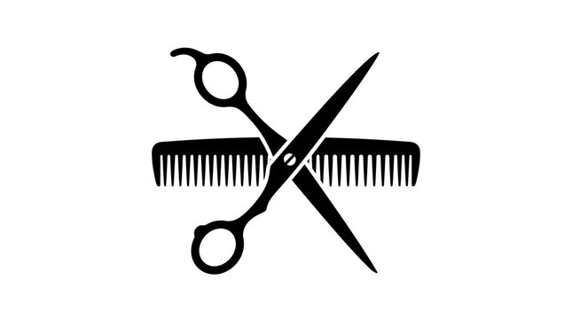 Scissors cutting a black hair comb