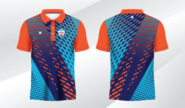 blue mix colorful polo sport shirt sublimation jersey template