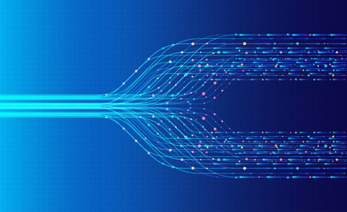 Plakat Big data visualization. Social network, financial analysis of complex databases. Data mining. Vector technology background. Information analytics concept.