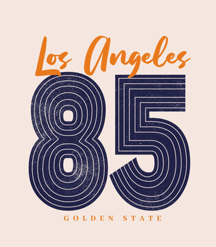 Los Angeles Typography City Print. vintage t-shirt design. Sports College Fashion, Varsity print. Number Artwork. Kids tee. boys tee, sweatshirt Graphics.