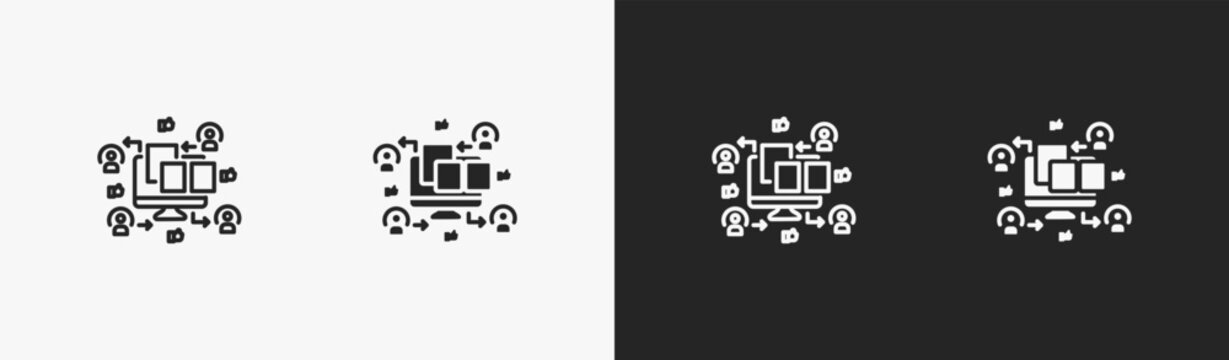 Set of interact icon in black and white collection